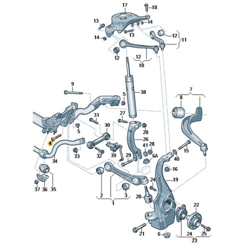 Audi A4 8K/A5 8T/A6 4G bevestigingsbout voorste draagarm en moer